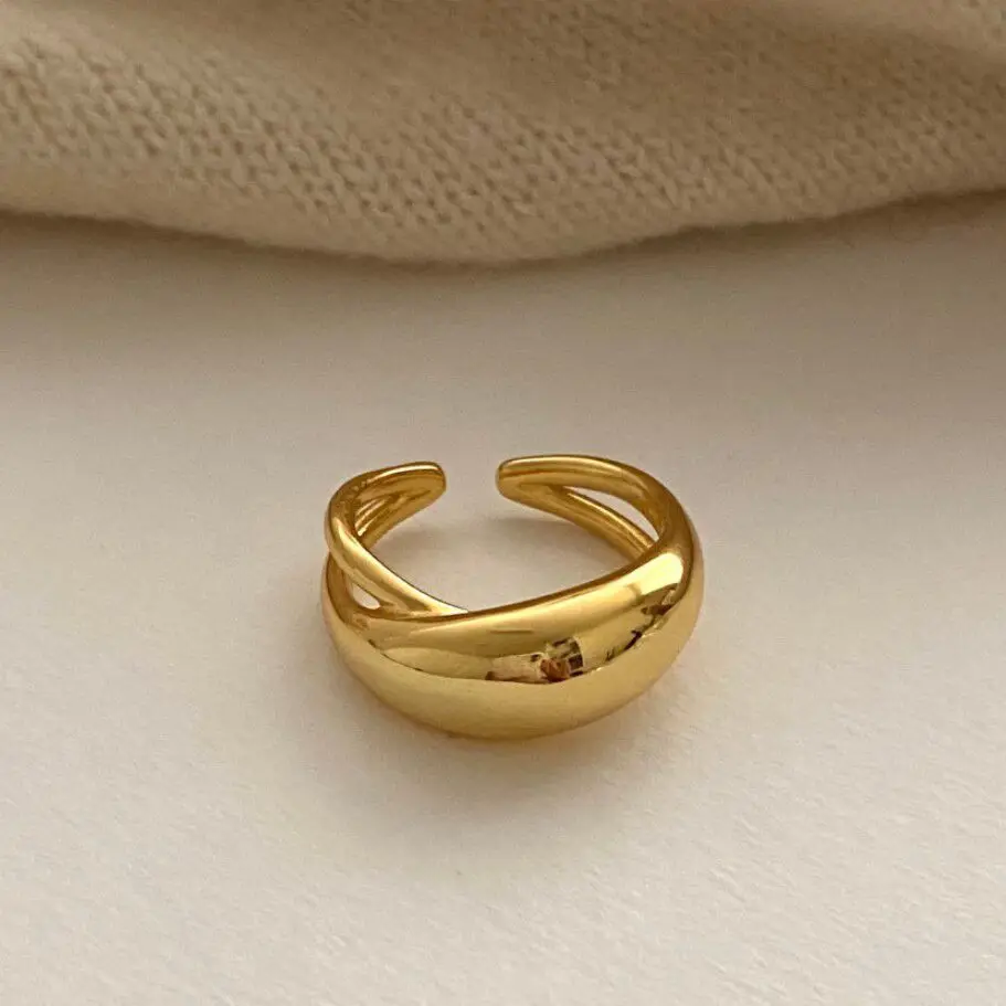 Silver Rings Silver Ring PANJBJ 925 Sterling Silver Wide Smooth Ring for Women Girl Irregular Simple Fashion Adjustable Jewelry Gift