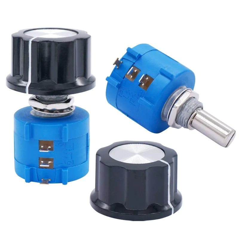 2Sets 3590S Rotary Potentiometer 1K 2K 5K 10K 20K 50K 100K 100R 200R Ohm Precision Multi Turn Wirewound Potentiometer with Knob