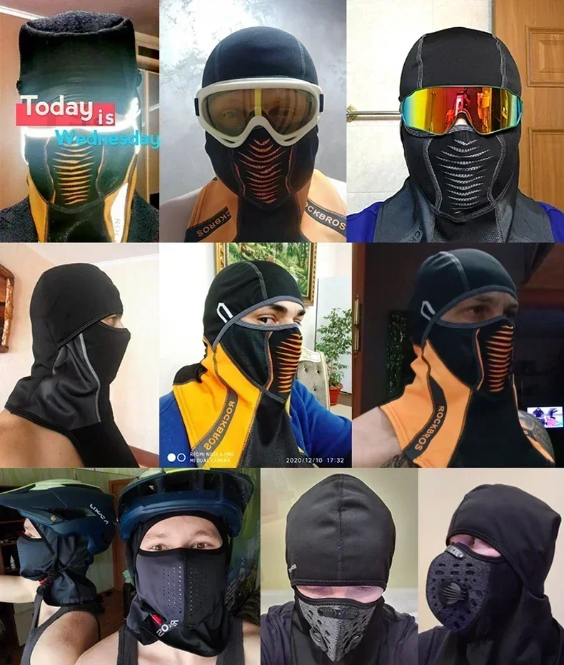 ROCKBROS Winter Thermal Fleece Ski Mask Full Face Cover Snowboard Hood Scarfs Outdoor Sport Windproof Cycling Headgear Balaclava 6