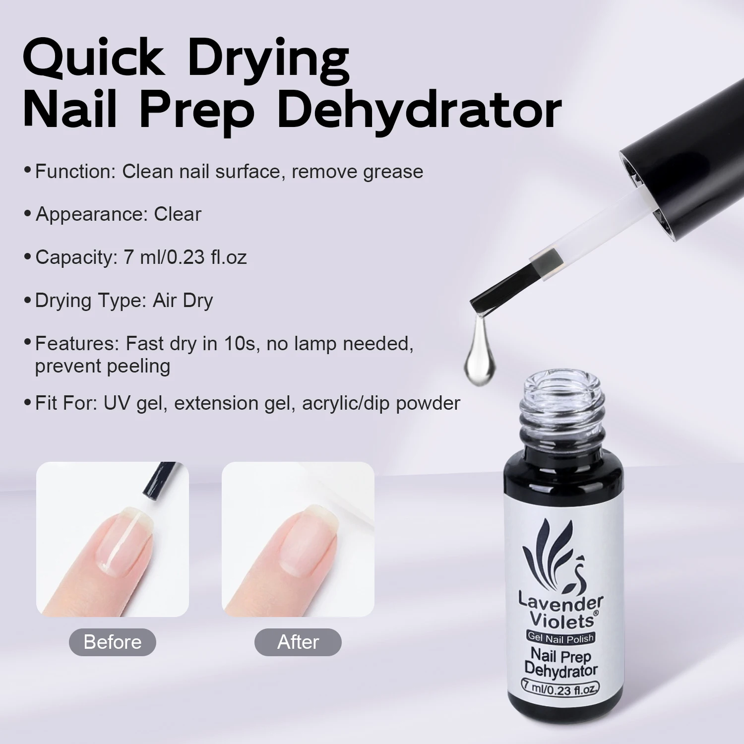 7ml Nail Prep Dehydrator Salon Quality Air Dry Nail Prep for Gel Polish Dip Nails Acrylic Nails Design Manicure Pedicure nail dehydrator