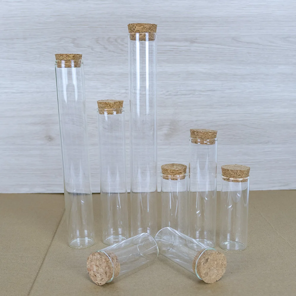50Pcs Empty Glass Container Craft Vials Jewelry Ornaments Corks Bottles Customized Wedding Holiday Present Jars 50pcs empty glass container craft vials customized wedding holiday present jars jewelry ornaments corks bottles