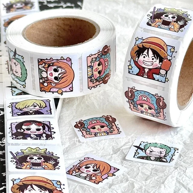 2023 New 500PCS One Piece Moving Diffuse Sticker Manual Decorative Materials Envelope Sealing Sticker Paper Kawaii Gift