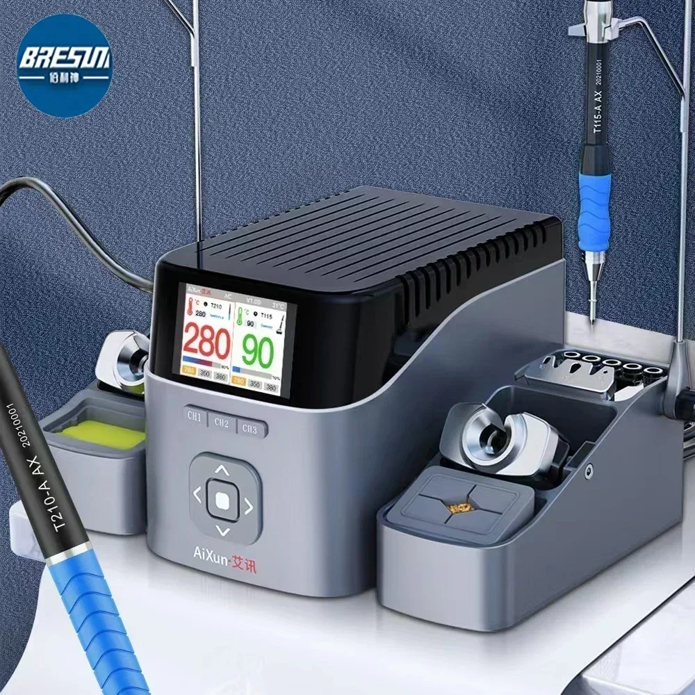 AIXUN T420D Dual-channel intelligent Soldering Station Mobile Phone Welding Repair Fast Heating Supports T245 T210 T115 Handles