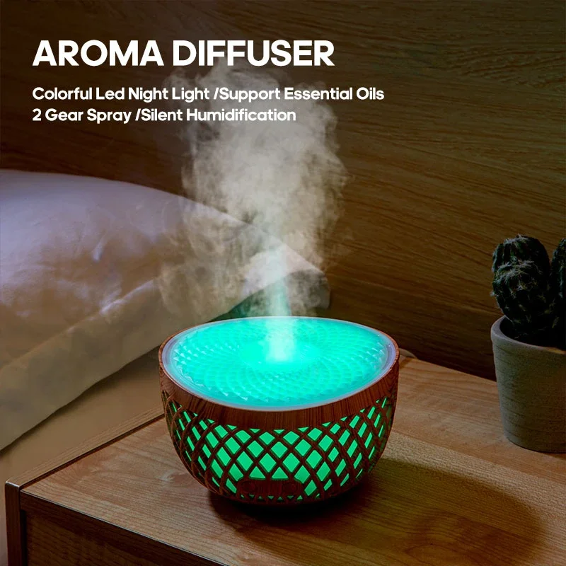 

USB Mist Maker Home Room Ultrasonic Aromatherapy Air Humidifier Diffuser Wood Grain 320ml Aroma Essential Oil Diffuser