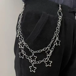 Edgy Crescent Geometric Bag Chain - Hip Hop Rock Accessory (Silver)
