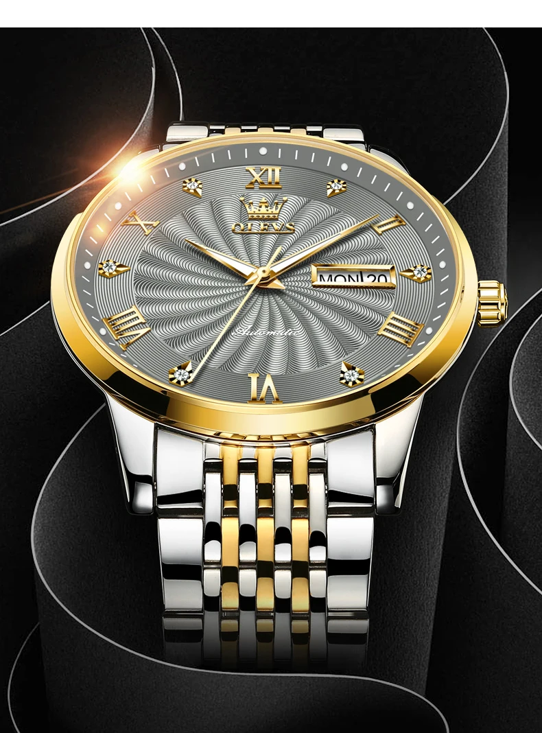 OLEVS Original Men Mechanical Watch Luxury Automatic Sport Stainless Steel Waterproof Top Brand Wrist Watches Relogio Masculino