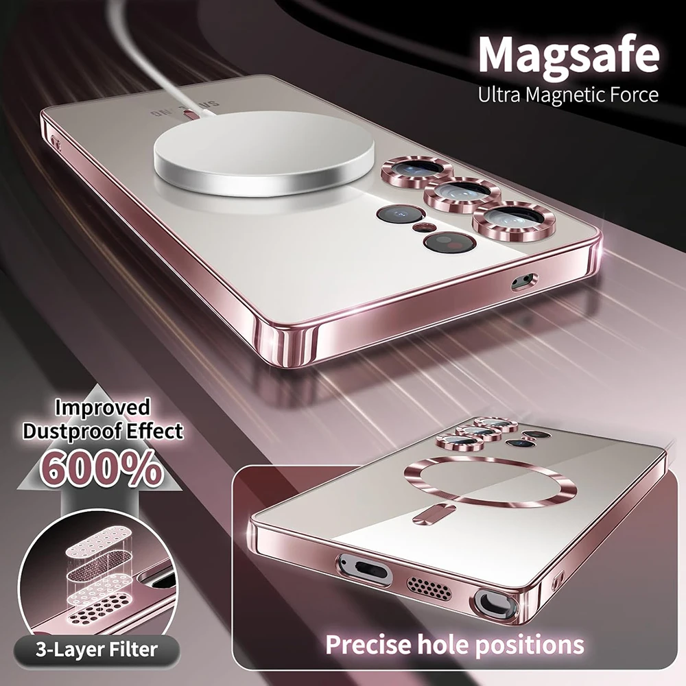 Luxury Glitter Plating Clear Silicone Soft Case with Magnetic Feature