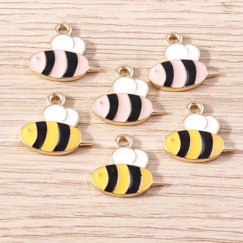 Tusember 10 Stück Insekten-Anhänger aus Emaille, niedliche Honigbienen-Charms für Halskette, Ohrringe, Armband, DIY-Schmuckherstellung, Zubehör