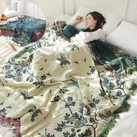 Available on both sides dark or light, high-grade towel quilt, tassel design on all sides, cotton multi-layer gauze material, 1