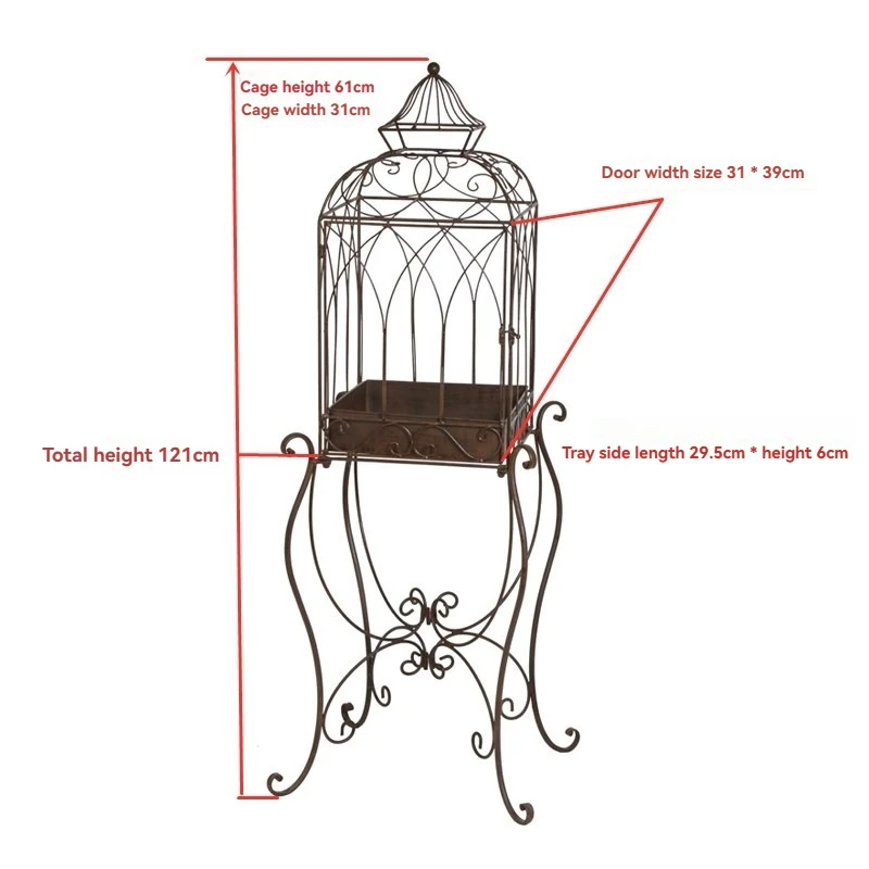 Metal Plant Stand Vintage Style Decorative Bird Cage Flower Stand Indoor Outdoor Iron Birdcage for Floral
