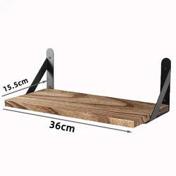 Solid Wood Floating Wall Shelves - Minimalist Design for Bathroom Storage & Decor (36x15.5CM)