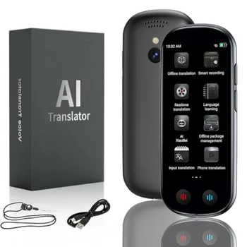 Real-Time Two-Way Voice Translator Device for Travel, Business Study, ABS Plastic, Black, 149 Languages Support with Voice and 1