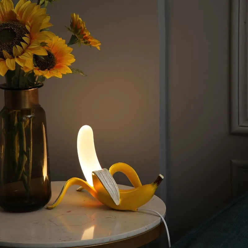 

Banana Table Lamp Led Night Lights For Bedroom Bedside Living Room Glass Modern Home Decor Desk Lamp Lighting Fixtures
