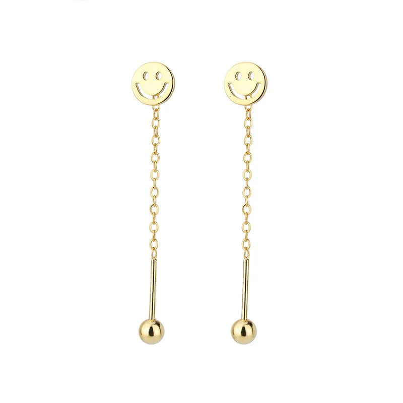

Authentic 925 Sterling Silver Earring Smiley Tassel Turnbuckles Stud Earring For Women Girl Wedding Party Jewelry Gift