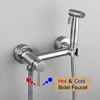 ULA Brushed Bidet Faucet Mixer Toilet Faucets Ducha Cold&Hot Water Mixer Crane Round Shower Sprayer Hygienic Shower 1