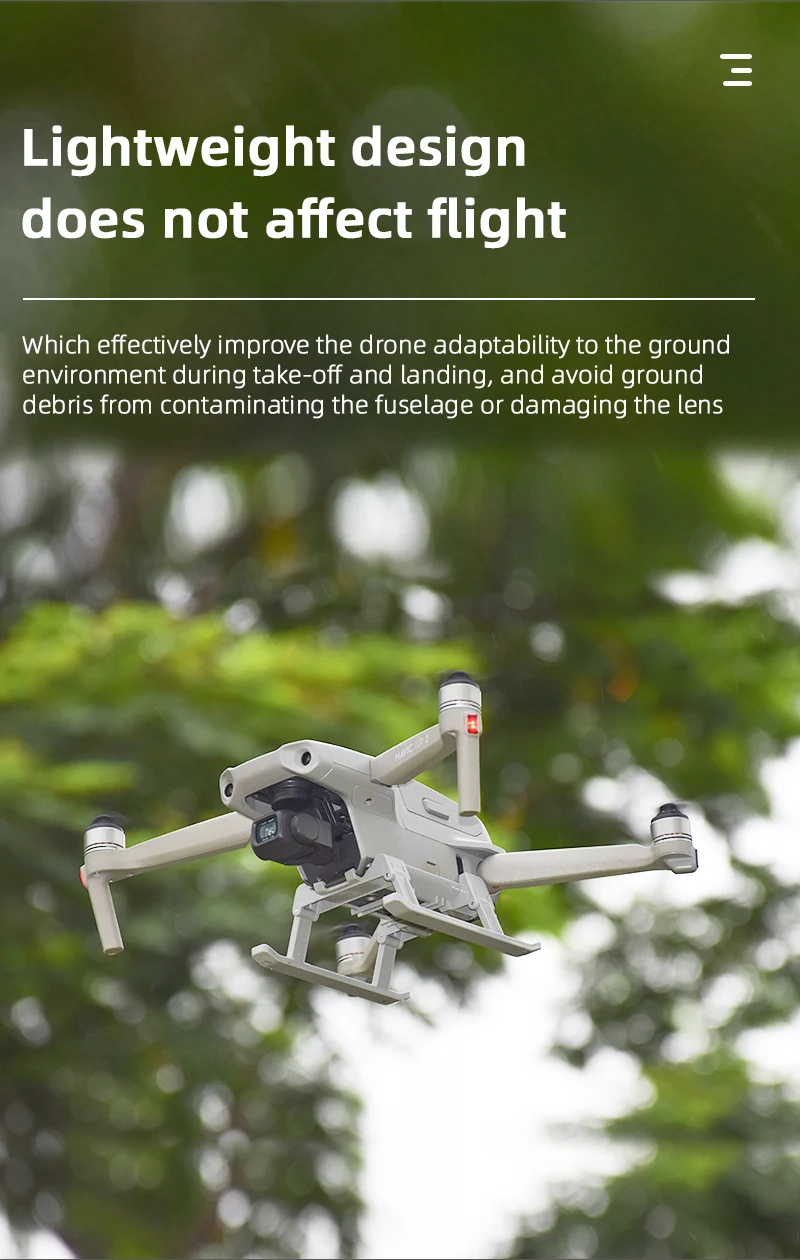 lightweight design does not affect flight . improves the drone's adaptability to the