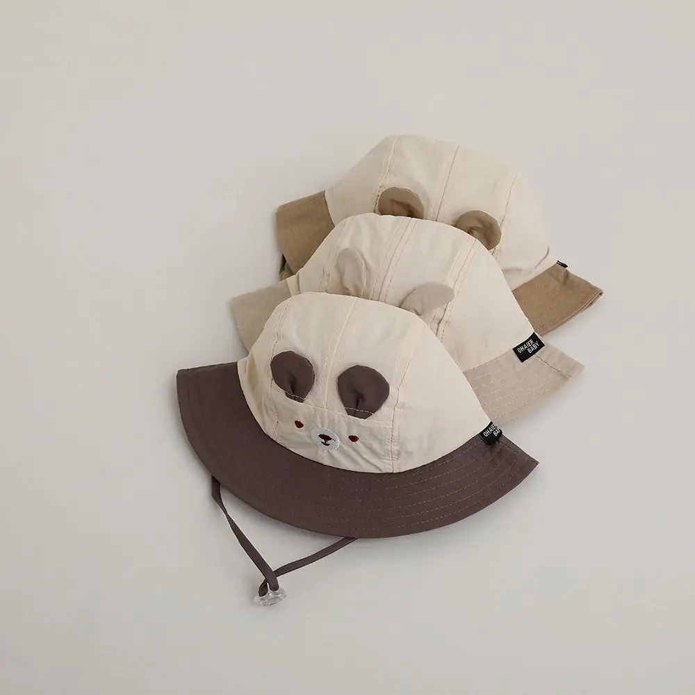 Korean Cute Ear Baby Bucket Cap Quick Dry Cartoon Animal Boys Girls Sunhat Summer Thin Fisherman Caps Kids