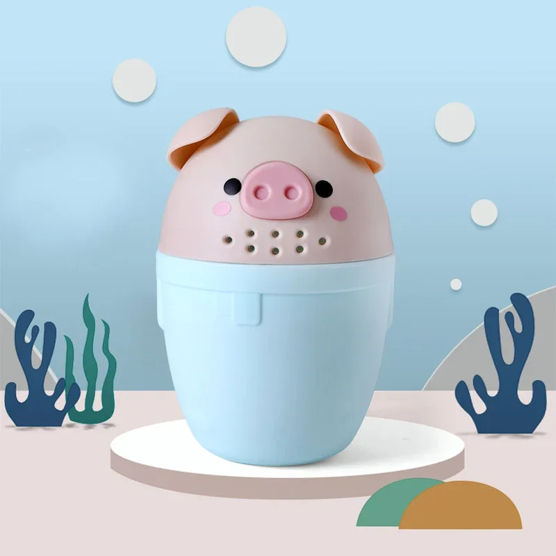 Baby Shampoo Rinse Cup Baby Piggy Cartoon Bath Rinser Pail Wash Hair Wash Out Shampoo Protecting Infant Eyes