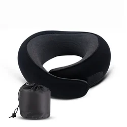 Enhanced Portable U - Shaped Memory Foam Travel Pillow for Neck Support and Comfort (Black 03)