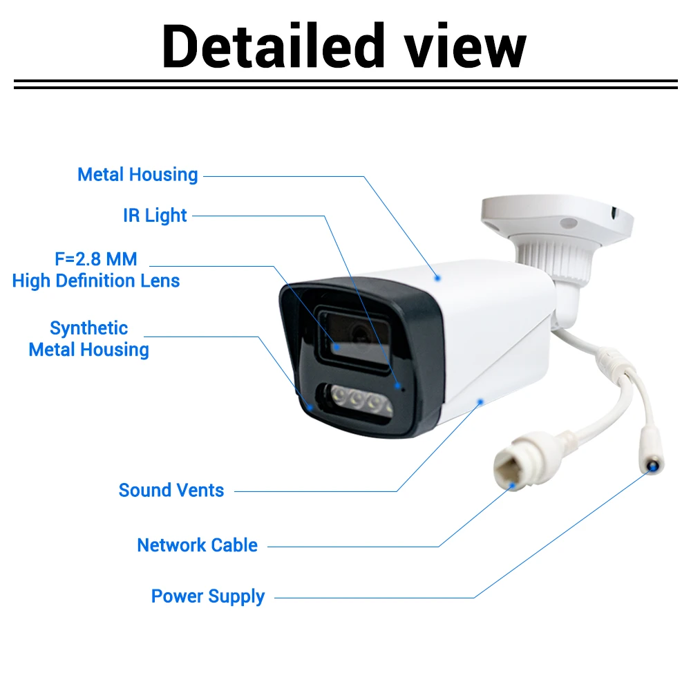 Outdoor POE IPC Security Camera Bullet CCTV Color Night Vision Security Camera Two Way Audio Auto Tracking Intelligent Detection 6