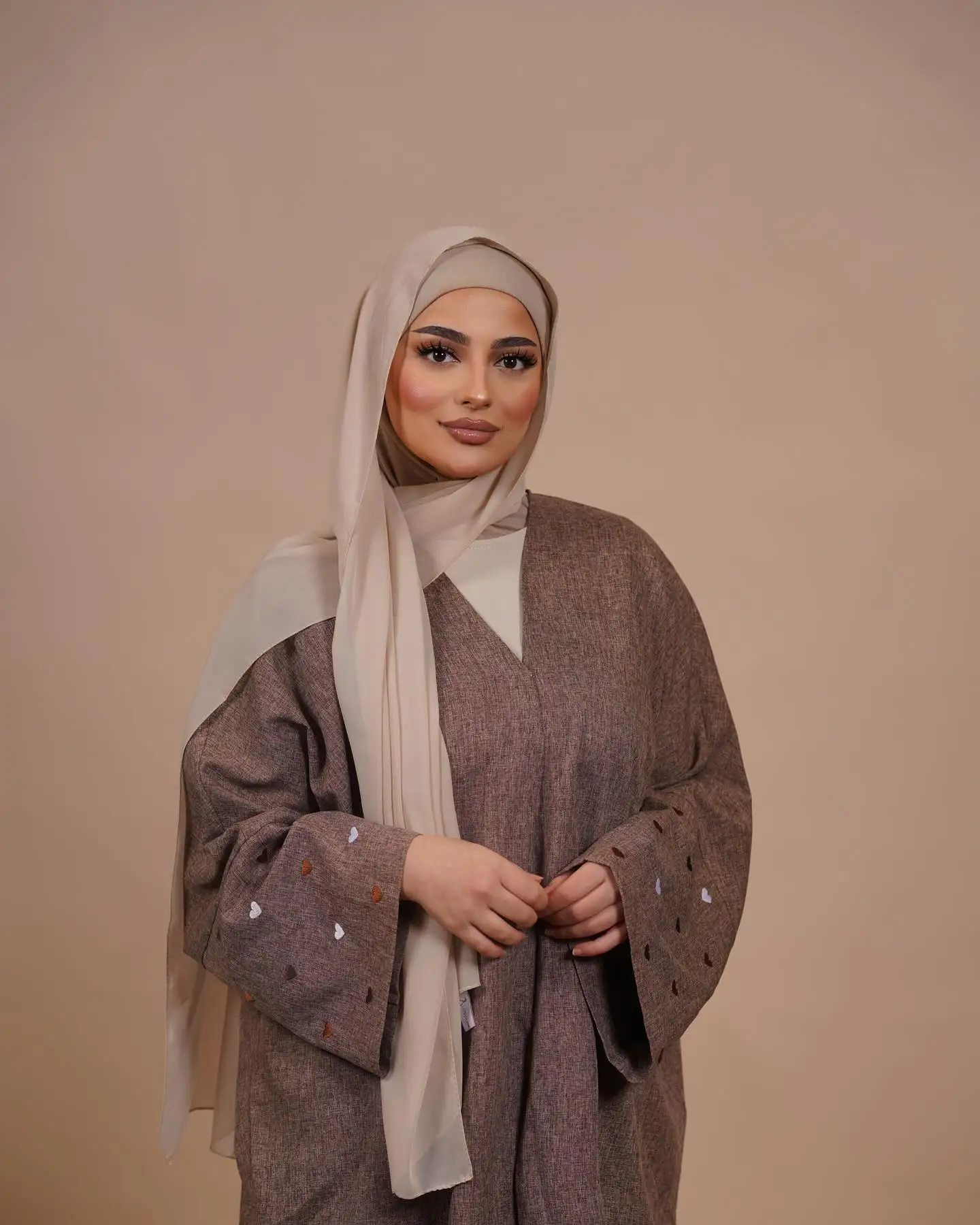 Moon Embroidery Linen Open Abaya Kimono Muslim Abayas for Women Dubai Luxury Turkey Hijab Dress Islam Clothes Ramadan Eid Kaftan