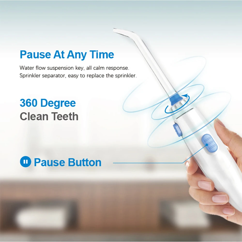 Waterpulse Electric Water Flosser Oral Irrigator, Water Flossing Teeth Cleaner with 800ML Large Capacity, 10 Modes & 5 Jet Tips
