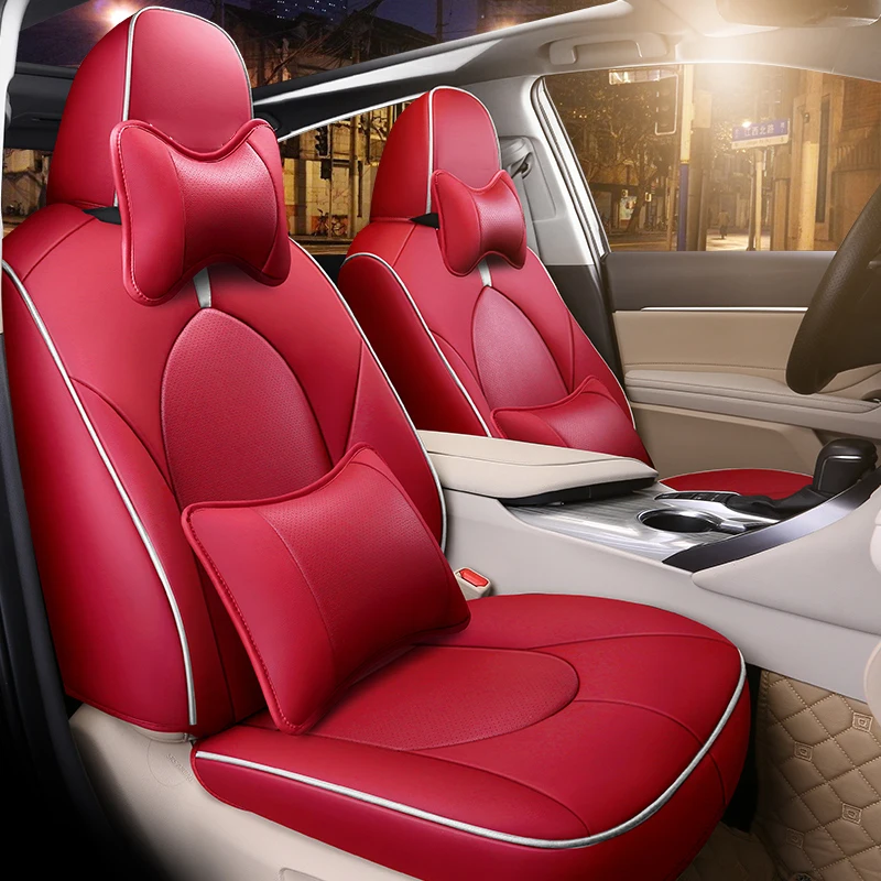 

Роскошные чехлы на сиденья автомобиля, подходят для Toyota Camry LE SE, ночник 2018, 2019, 2020, 2021, 2022, 2023, 2024, подушка на сиденье, автостайлинг-красный