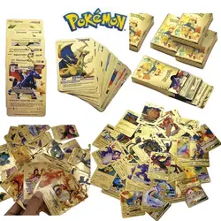 Cartes Pokemon en métal, carte V, PIKACHU, doré, jeu pour enfants, Collection, cadeau de noël, 27 55, nouveauté 