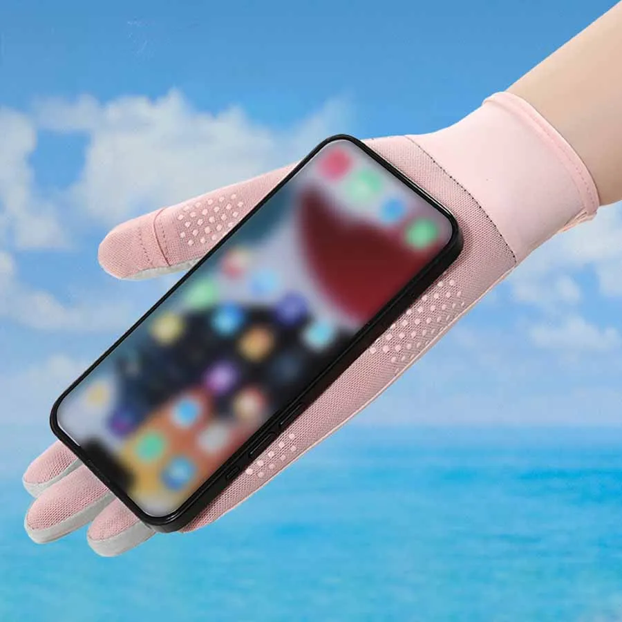 Ice silk sunscreen gloves for summer, thin design, anti slip, driving, cycling, sun protection, UV protection, ice silk, cool an 4