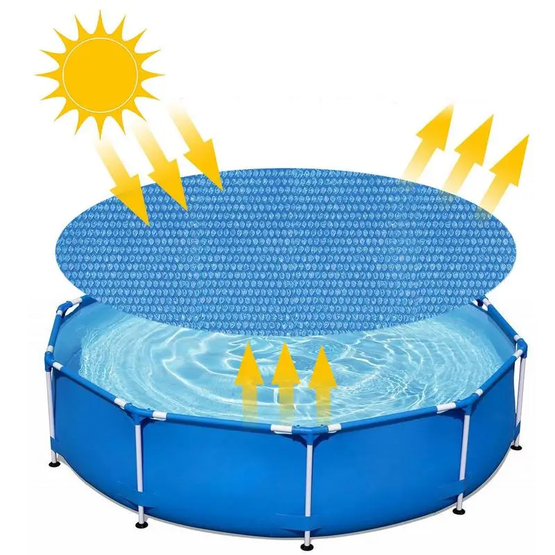 

Above Ground Pool Solar Cover Round Heat Insulating Pool Blanket Cover Thermal Blanket With Heart-Shaped Air Bubbles Hot Spa Tub