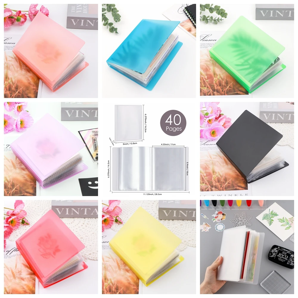 A6 40 Pages Clear Die & Stamp Storage Bag Clear Sticker Photo Storage Album Stamp Cutting Dies Book Organizer Folder