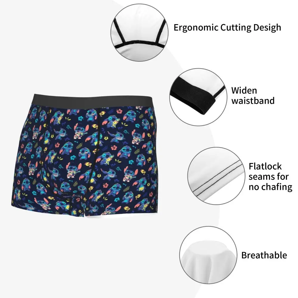 Custom Stitch Lion Cute Boxers Shorts Men's Disney Movie Briefs Underwear Fashion Underpants