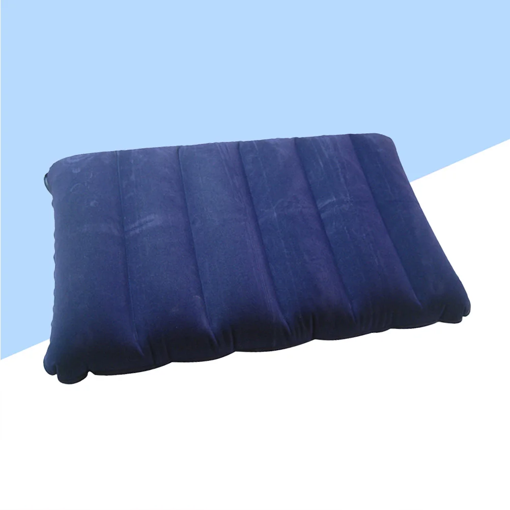 Inflatable Travel Neck Pillow Outdoor PVC Flocking Pillows Mattress Blue Inflation Cushion 3