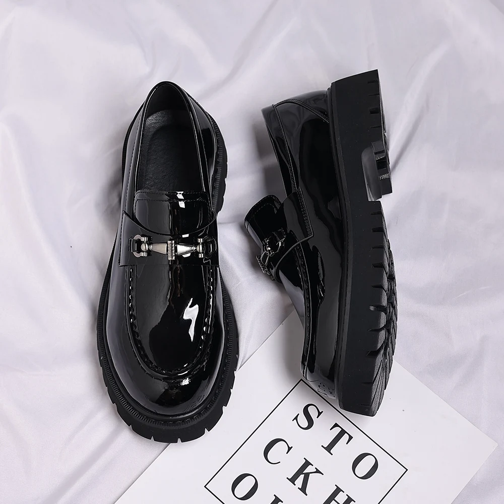 Fashion Casual Men Thick Sole, Penny Loafers Man Slip-On, For Business Dress Shoes - Uniqwear