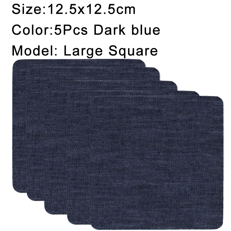 Denim Iron-On Patch Set: Self-Adhesive Blue Cotton Repair Patches