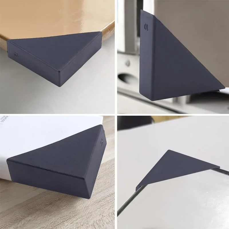 60Pcs 삼각형 코너 보호대 6 크기 플라스틱 유리 테이블 선반 코너 가드 블랙 미러 코너 커버  교정 가장자리