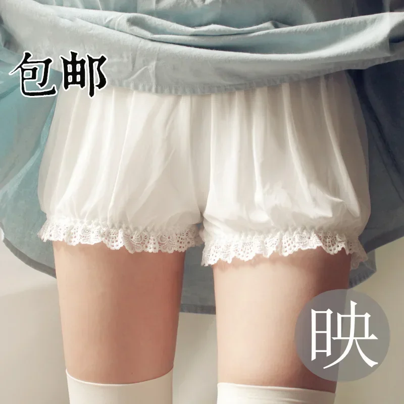 

Wholesale Price Lolita Cosplay Lace Women Bubble Bloomer Under Shorts Elastic Lantern Shorts Summer Lace Breathable Black White