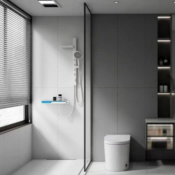 ระบบฝักบัวอาบน้ำอัจฉริยะสำหรับสปาหรูหรา ชุดเต็มพร้อมตัวกรอง ก๊อกผสมทองเหลือง จอแสดงผลดิจิตอล อ่างอาบน้ำ ฝักบัวแบบเรนชาวเวอร์ 2