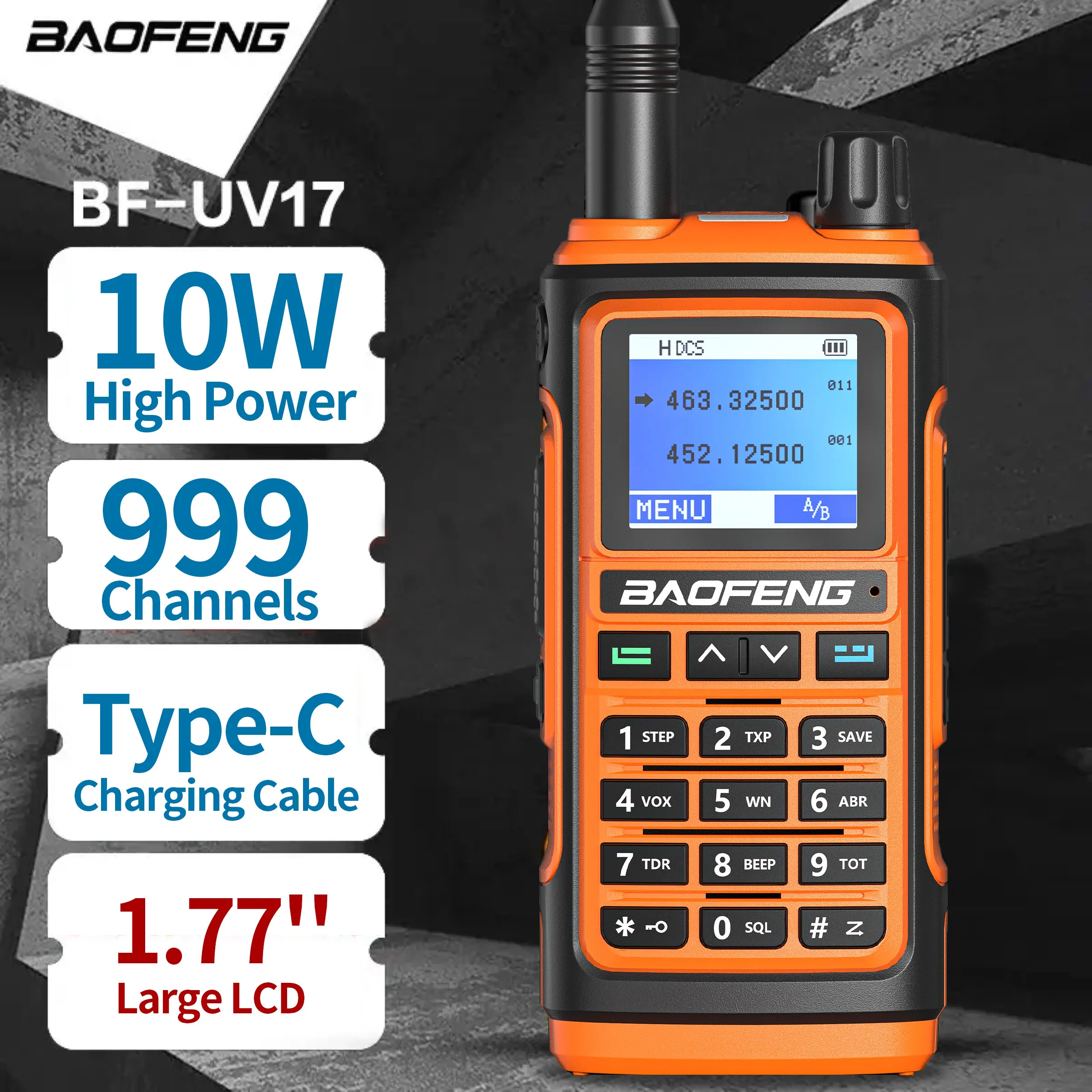 BaoFeng talkie walkie 2023 Pro 10w haute puissance UV 17 canaux 999, émetteur récepteur