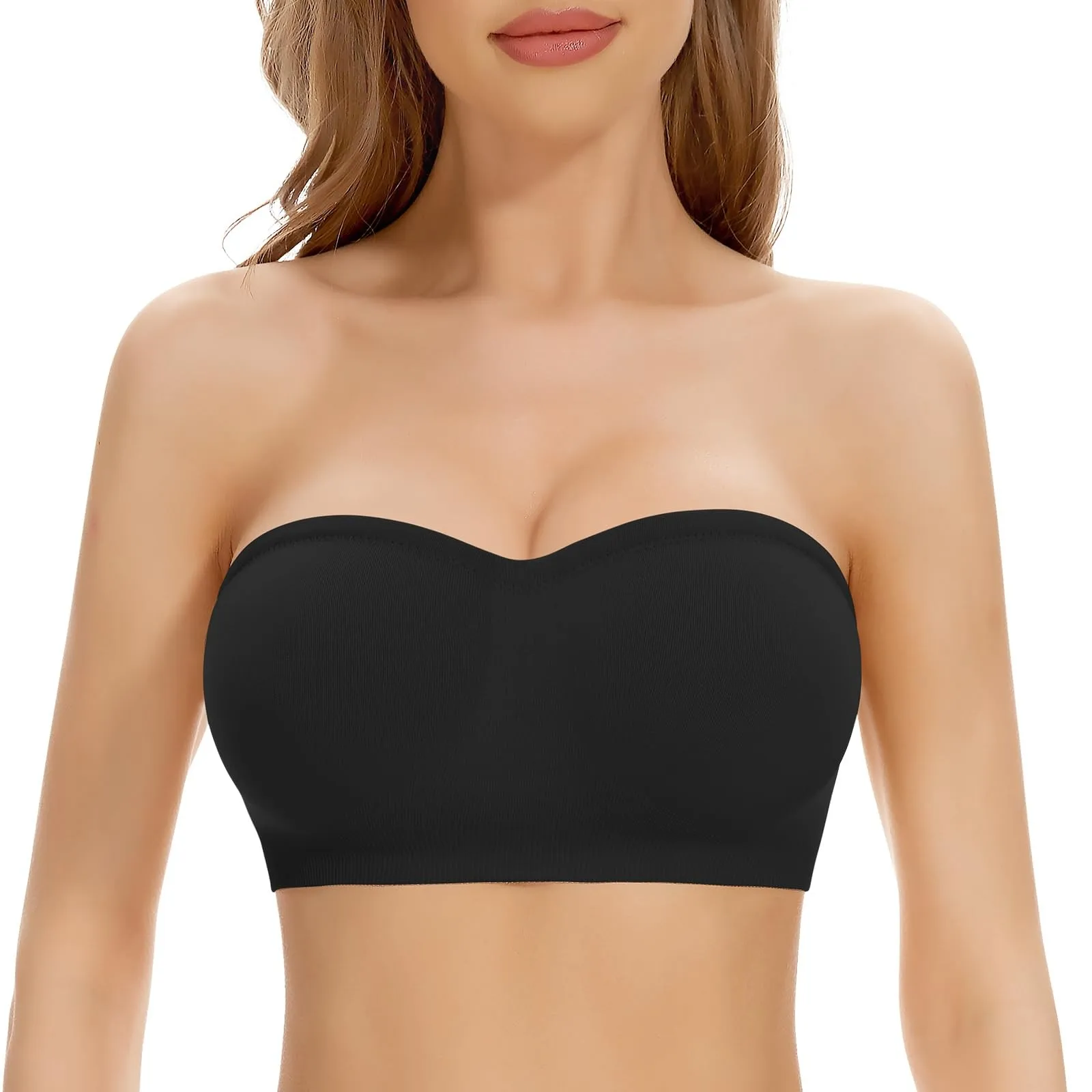 

Strapless Bra For Women's Padded Bandeau Bra Non-Slip Silicone Seamless Wireless Tube Top Bras Bralette Without Underwire