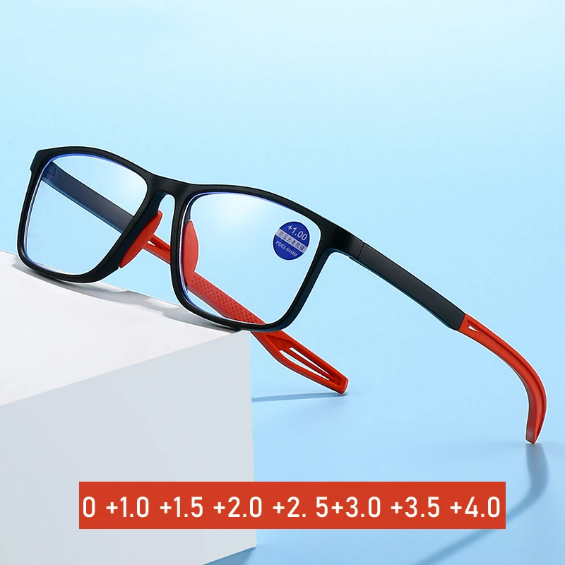 Очки TR90 для пресбиопии для мужчин и женщин, спортивные, модные, с защитой от синего света, для чтения, рецептурные, для дальнозоркости очки для чтения без опрасветильник для мужчин и женщин антибликовые светильник для чтения при пресбиопии с прозрачными линзами с защитой
