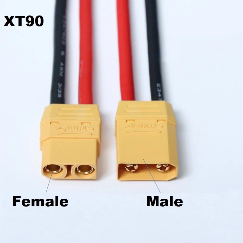 Connecteurs XT90S avec fonction anti-étincelle, détails des broches et du boîtier noir