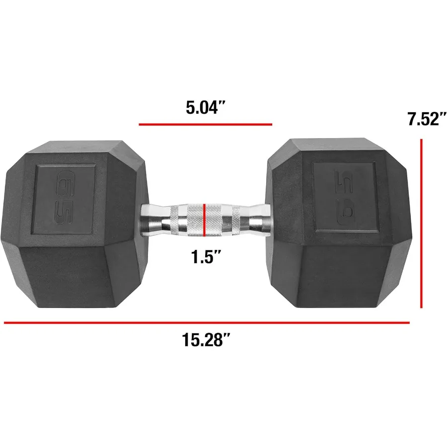 Rubber Coated Solid Steel Cast-Iron Pair Dumbbells, Rubber Hex Dumbbells, Hex Weights Dumbbells for Muscle Toning, Full Body Wor