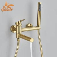 Bathtub Collapsed Faucet Rotation Spout with Handshower 2 Function Wall Mount Cold Hot Water Mixer Bathroom Shower System 1