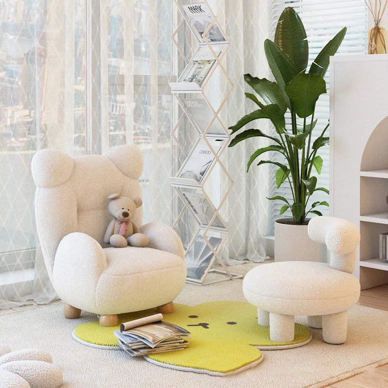

Stretch Lamb Velvet Cream Children's Bear Sofa Chair Cute Baby Modern Cartoon Seat Minimalist Lazy Divano Living Room Furniture