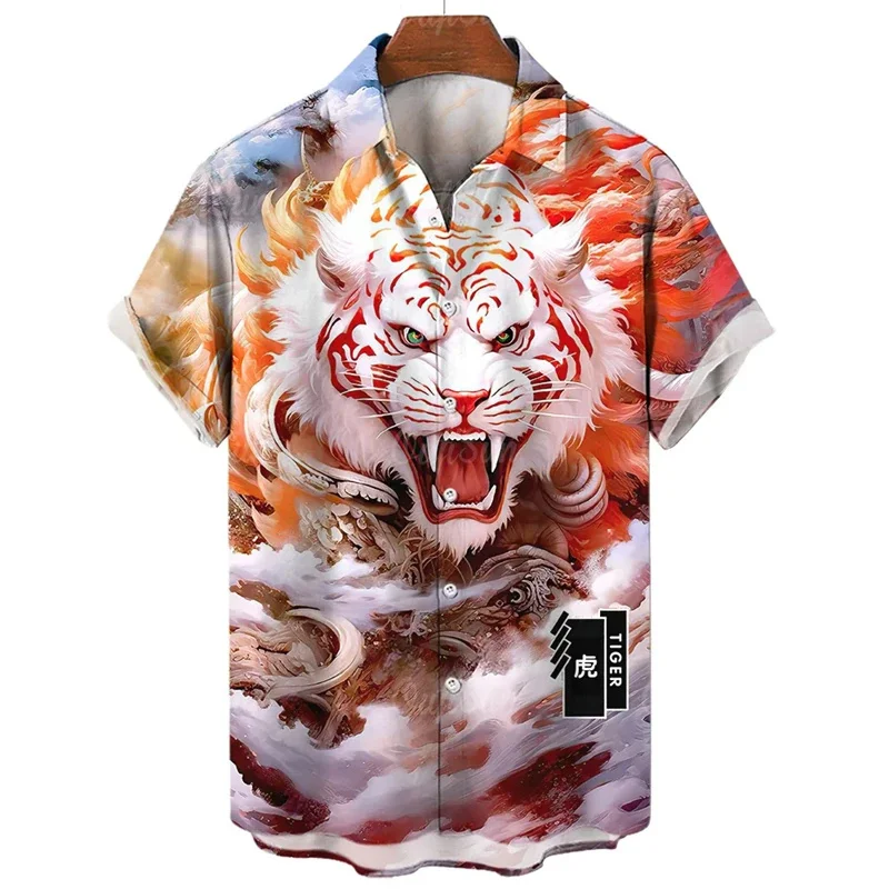 thumbnail image 1 of Nuevas camisas de animales para hombres, ropa con estampado de tigre en 3D, camisas de manga corta para hombres, ropa informal de moda, blusas unisex de moda Harajuku, 1 of 4