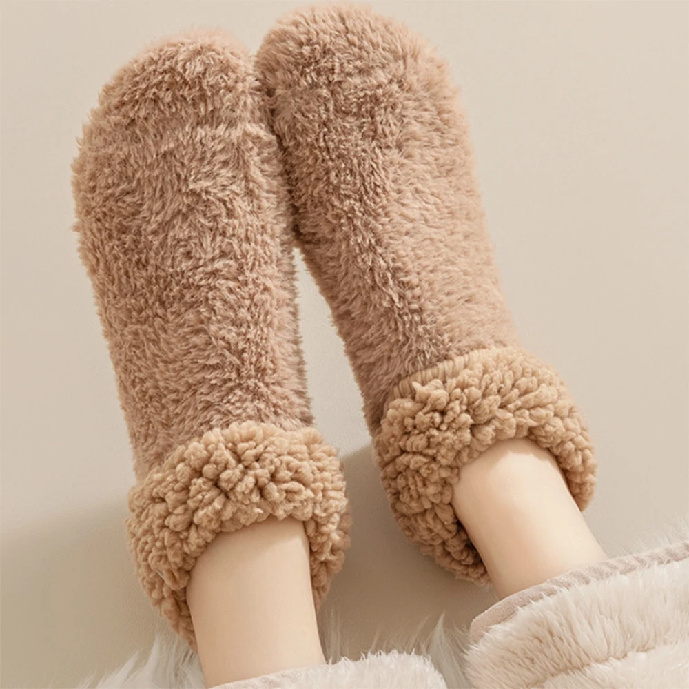 Gemütliche, mit Fleece gefütterte Bodensocken für Damen, rutschfeste Greifersohlen, Plüsch-Innenseite für Wärme, bequeme, sichere Winter-Bodensocken – Detail 7