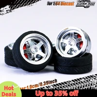 Kicarmod 1/64 Model Car ABS Wheels with Rubber Tire Brake Disc Metal Rims Diameter 10mm Refitting Parts For Model Car Hot Wheels 2