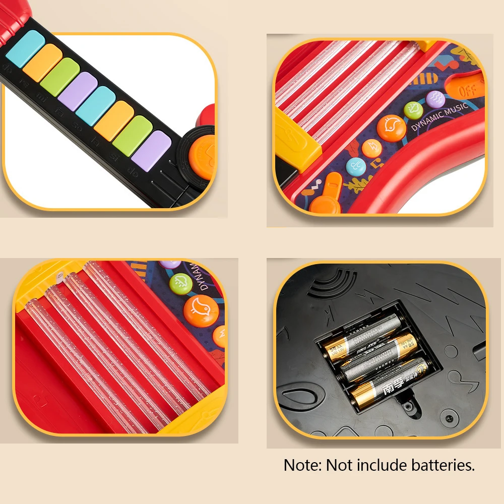 Kids Guitar Toy 2 In 1 Folding Musical Instrument Electronic Piano Brain-Training Educational Toys Birthday Gift for Girl Boy 5