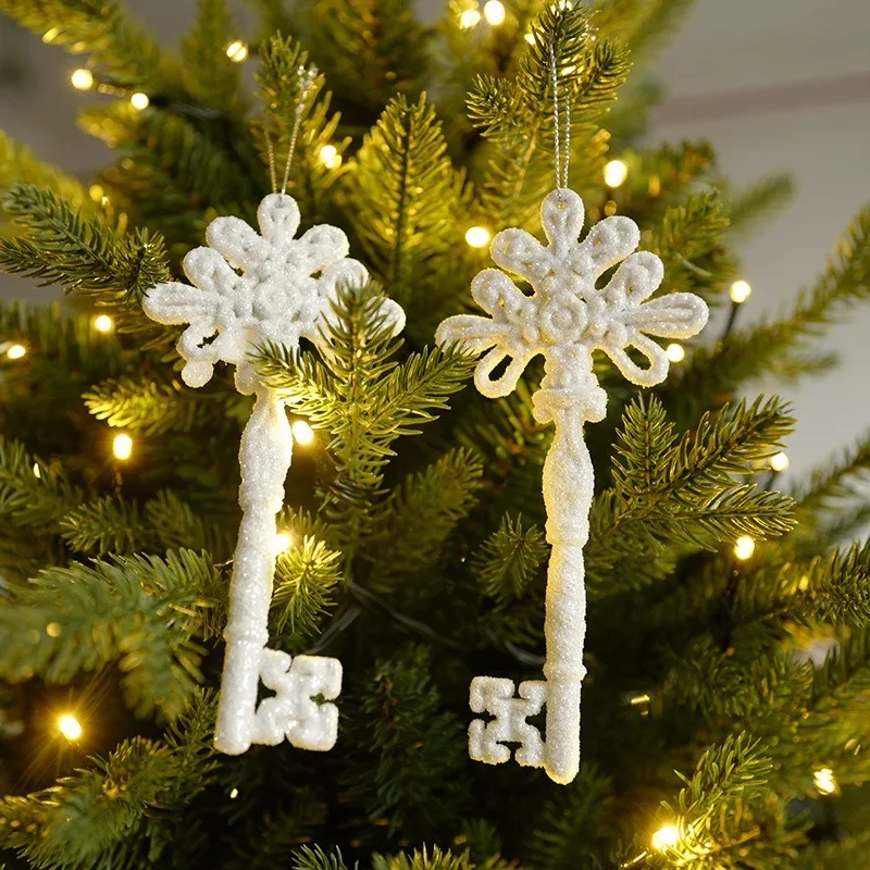 Christmas tree hanging ornaments snowflake angel deer white pendants Navidad New Year party home Xmas tree decorations kids toys